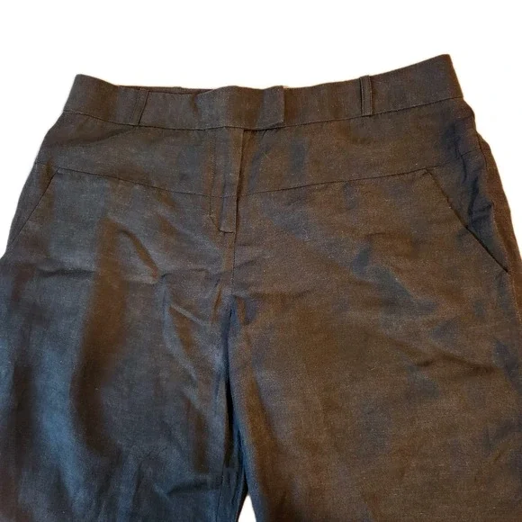 Veronica Beard Womens Ankle Pants Size 8 Black Wide Leg Linen Blend Minimalist - Picture 5 of 15